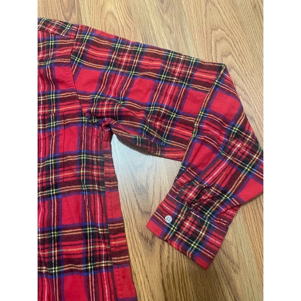 L.L.Bean Flannel Shirt Mens 15.5 34 Red Plaid Made In Canada Cotton